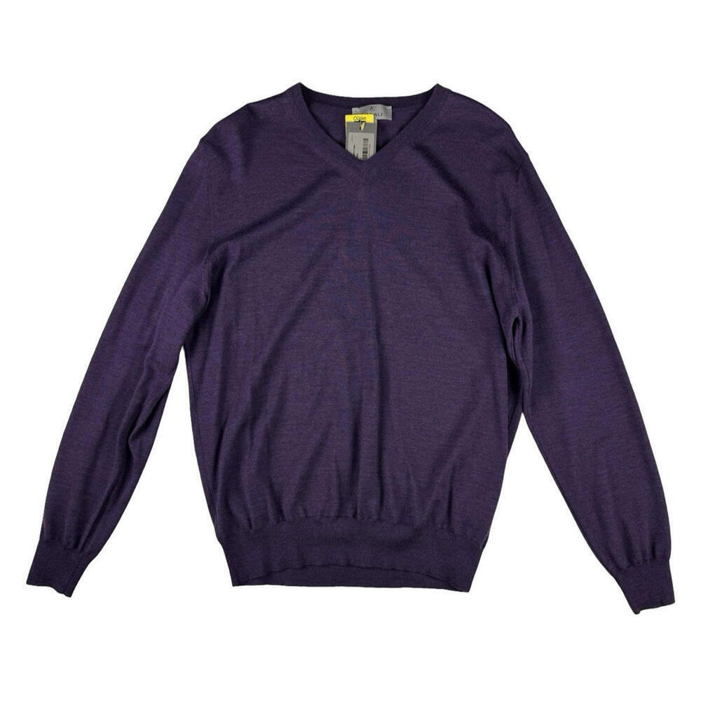 Canali Wool V-Neck Sweater Purple 52 EU | 42 US